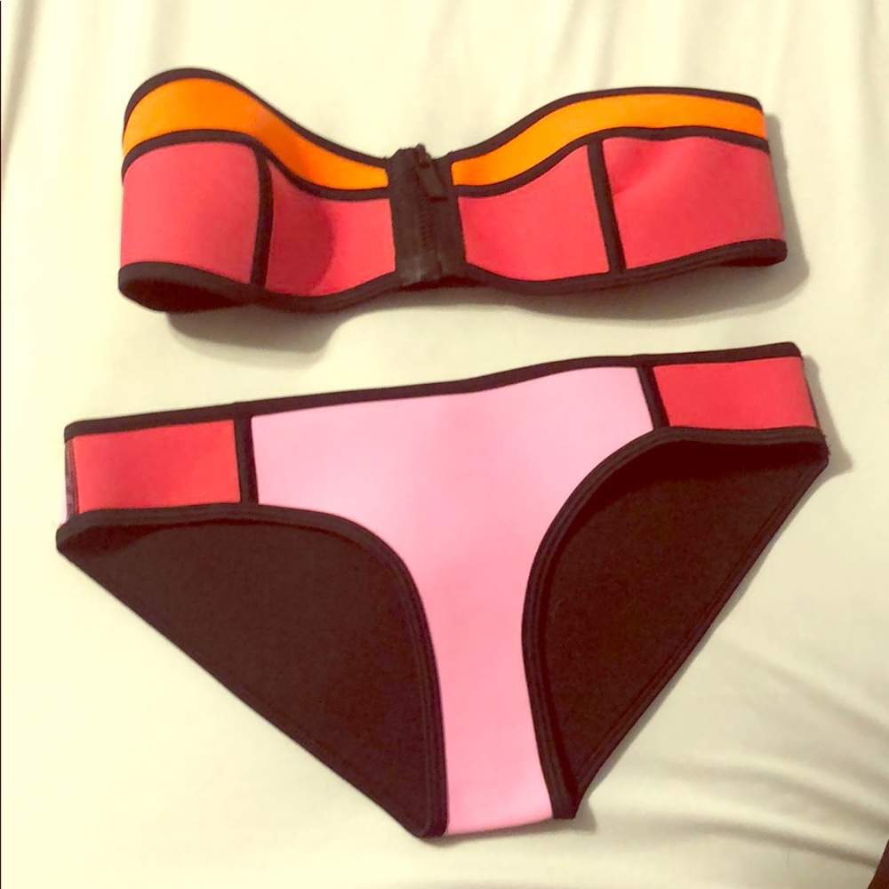 Colorblock Bandeau Bikini Set